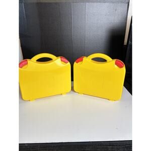 LEGO Set of 2 Storage Carrying Cases Yellow & Orange Adjustable Dividers VG Cond